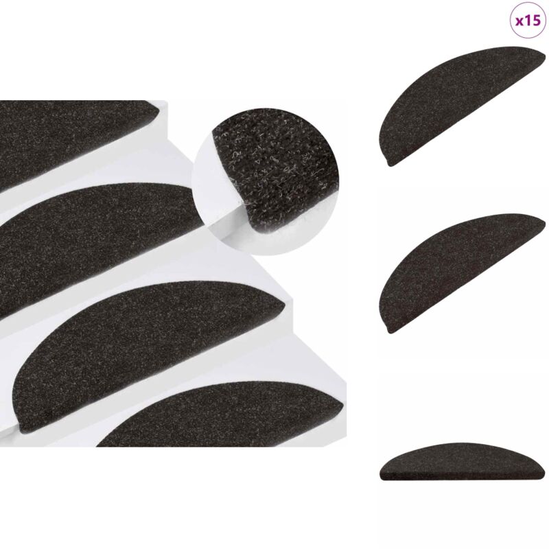 Vidaxl - Tapis d'escalier autocollants 15 pcs 56x17x3 cm Noir - Tapis D'escalier - Tapis Antidérapant - Décoration Escalier - Protection Marche