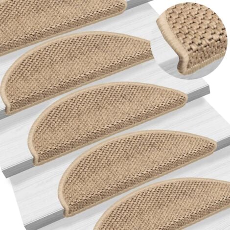 Tapis d'escalier autocollants 15 pcs 56x17x3 cm Sable vidaXL
