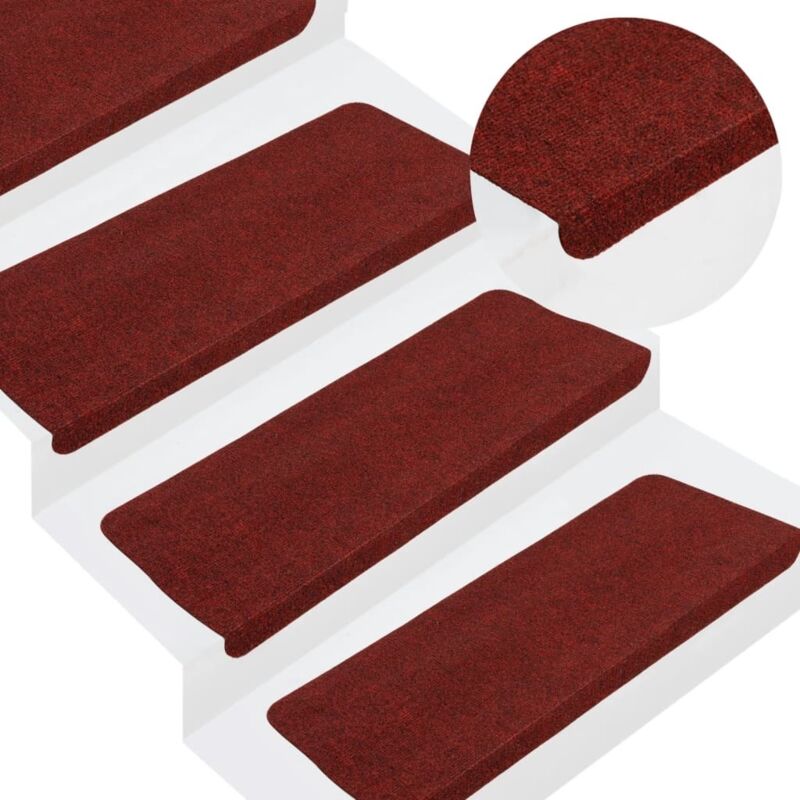 Vidaxl - Tapis d'escalier autocollants 15 pcs 65x24,5x3,5 cm Rouge