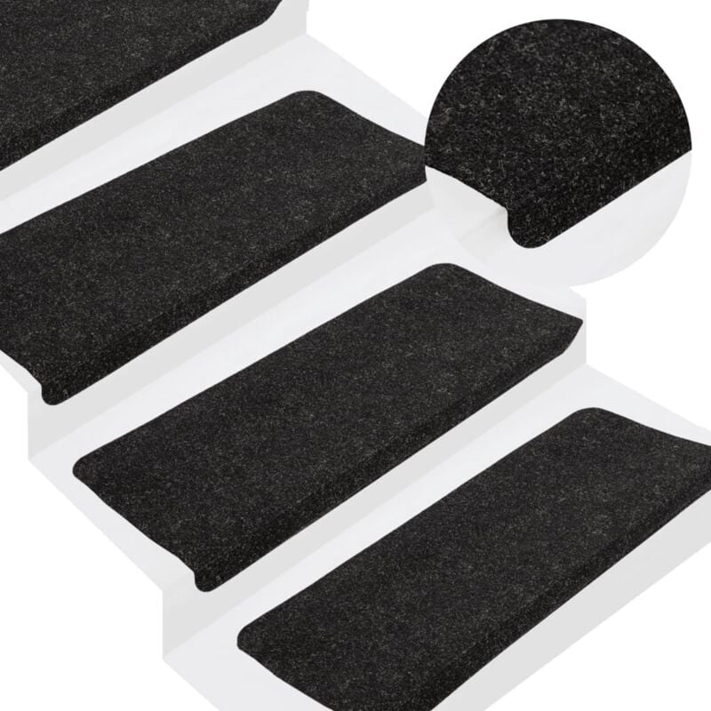 Vidaxl - Tapis d'escalier auto-adhésifs 15 pcs 65x24,5x3,5 cm Anthracite