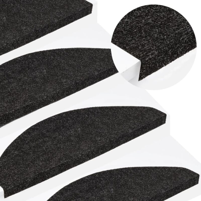 Vidaxl - Tapis d'escalier autocollants 15 pcs 65x22,5x3,5 cm Anthracite