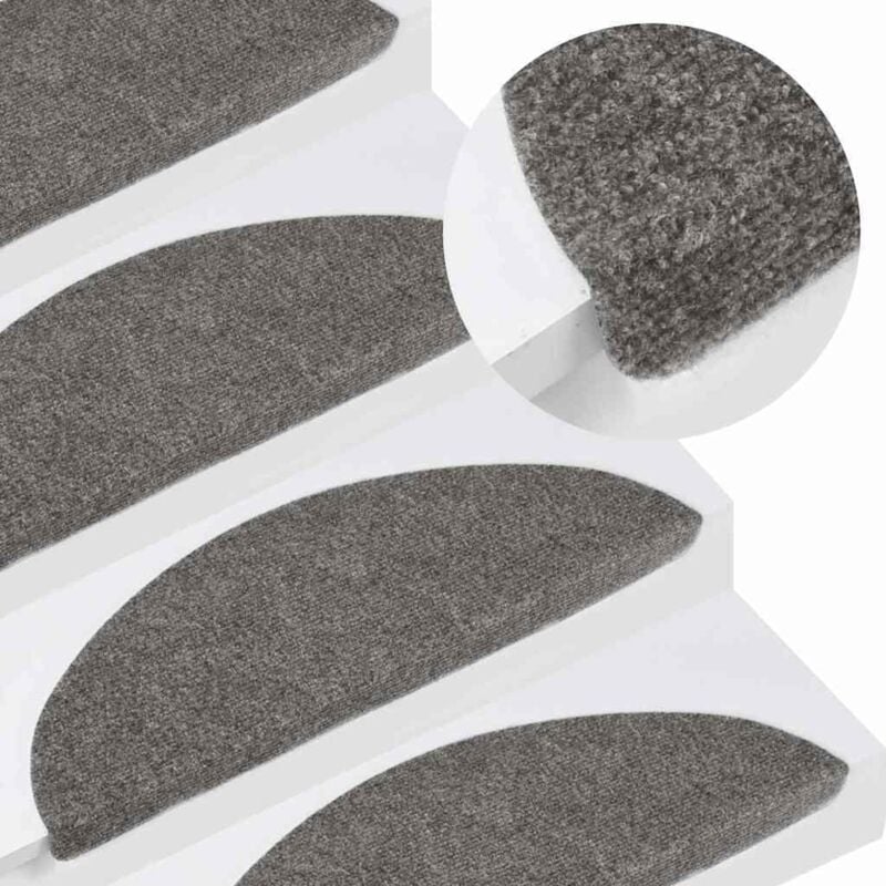 Vidaxl - Tapis d'escalier autocollants 15 pcs 56x17x3 cm Gris