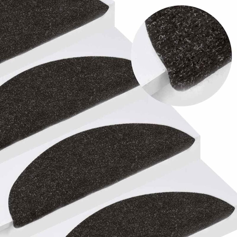 Vidaxl - Tapis d'escalier autocollants 15 pcs 56x17x3 cm Noir