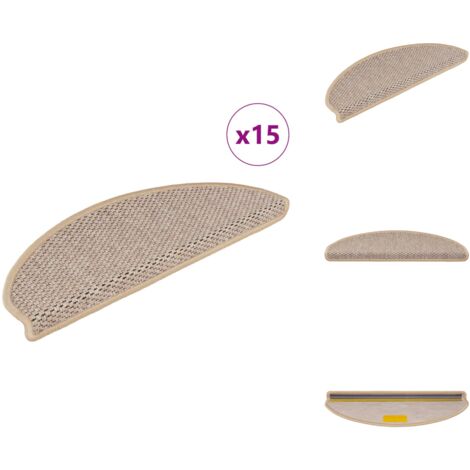 Tapis d'escalier autocollants 15 pcs 65x21x4 cm Beige clair - Tapis D'escalier - Tapis Marche - Antidérapant - Décoration Escalier - Protection Escalier