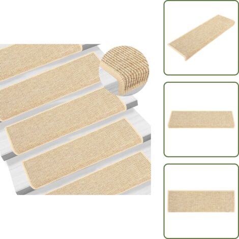 Tapis d'escalier autocollants 15 pcs 65x21x4 cm Beige clair - Tapis D'escalier - Tapis Marche - Antidérapant - Décoration Escalier - Protection Escalier - Tapis Escalier - Carpette D'escalier - Carpet