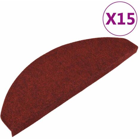 Tapis d'escalier autocollants 15 pcs 65x22,5x3,5 cm Rouge