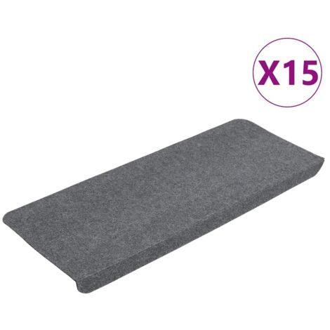 Tapis d'escalier autocollants 15 pcs 65x24,5x3,5 cm Gris