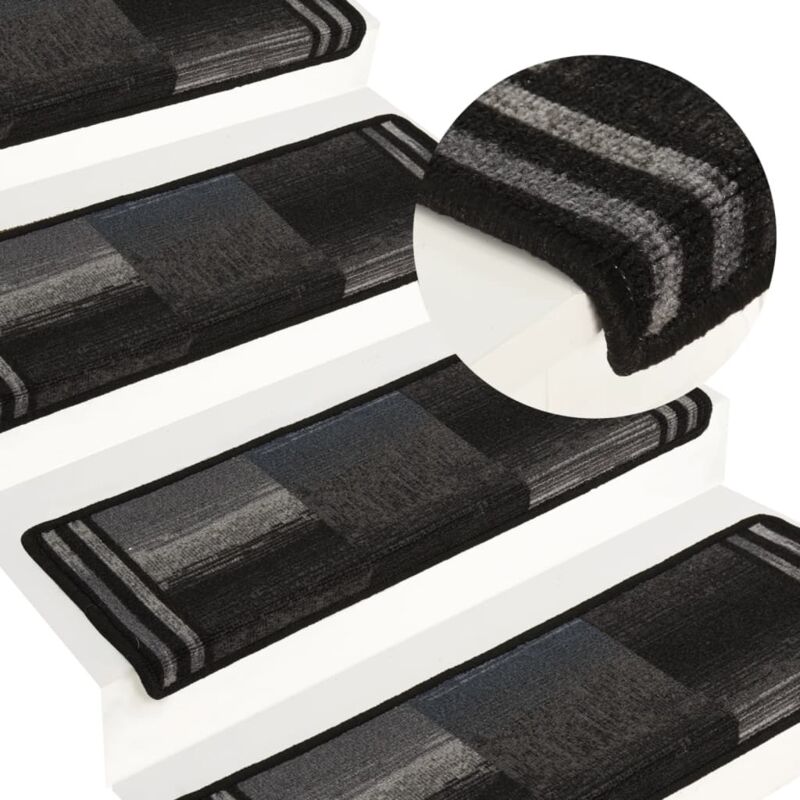 vidaXL Stufenmatten Selbstklebend 15 Stk. 65x21x4 cm Schwarz und Grau