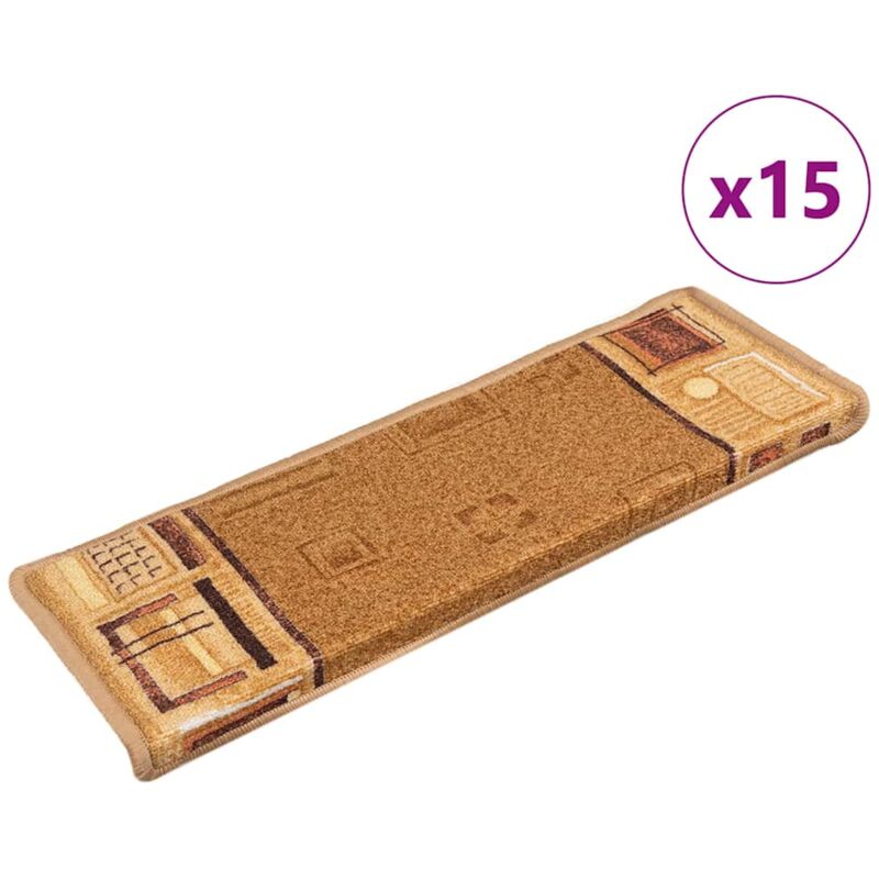 vidaXL Stufenmatten Selbstklebend 15 Stk. 65x21x4 cm Beige