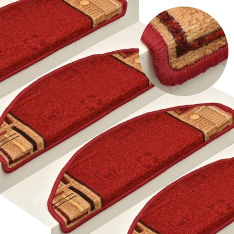 Tapis d'escalier autocollants 15 pcs Rouge 65x21x4 cm vidaXL