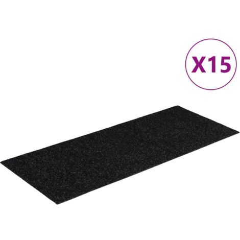 Tapis d'escalier autocollants 15 pcs，Marches d'escalier 60 x 25 cm Noir Rectangulaire CFW103052
