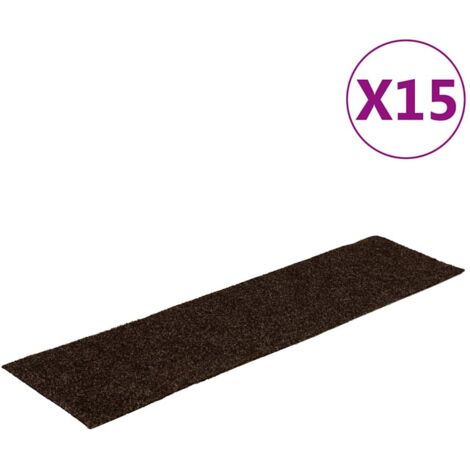 Tapis d'escalier autocollants 15 pcs，Marches d'escalier 76 x 20 cm Marron Rectangulaire CFW851901