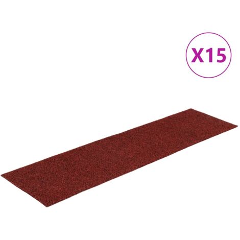 Tapis d'escalier autocollants 15 pcs，Marches d'escalier 76 x 20 cm Rouge bordeaux Rectangulaire CFW521022