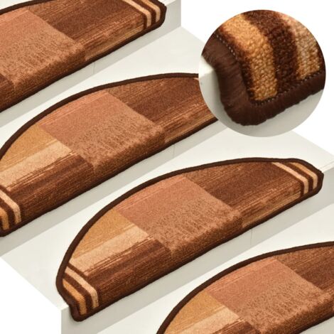Tapis d'escalier autocollants 15 pcs，Marchettes d'escalier，Protections d'escalier Marron 65x21x4 cm CFW37536