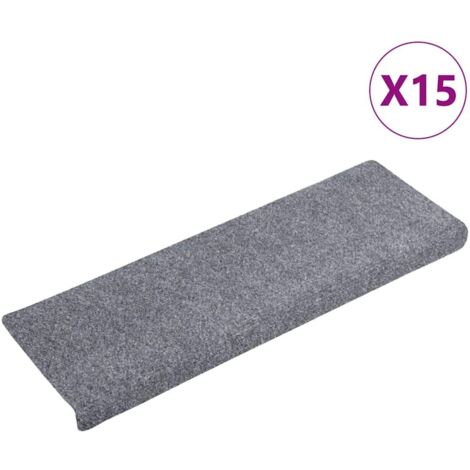 Tapis d'escalier autocollants 15 pièces 65 x 21 x 4 cm Gris clair Bord rectangulaire