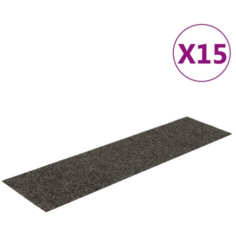 Tapis d'escalier autocollants 15 pièces 76 x 20 cm Anthracite Rectangulaire