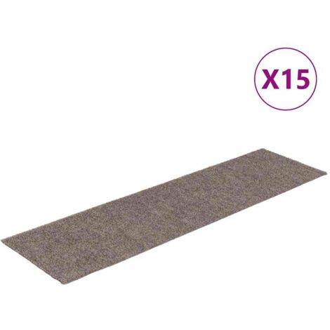 Tapis d'escalier autocollants 15 pièces 76 x 20 cm Beige Rectangulaire