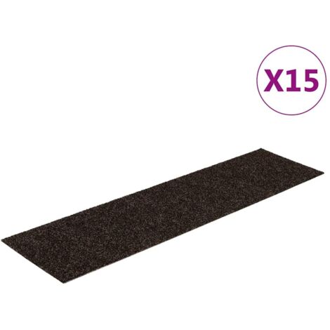 Tapis d'escalier autocollants 15 pièces 76 x 20 cm Marron foncé Rectangulaire
