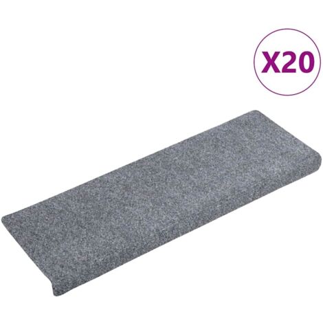 Tapis d'escalier autocollants , 20 pièces, 65 x 21 x 4 cm, gris clair, bord rectangulaire