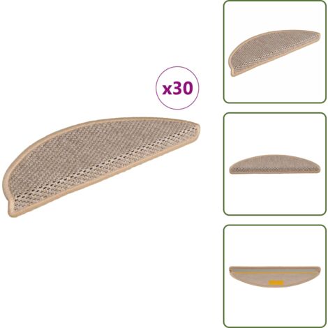 Tapis d'escalier autocollants 30 pcs 56x17x3 cm beige clair - Tapis D'escalier - Marche D'escalier - Bande De Roulement - Tapis De Marche D'escalier