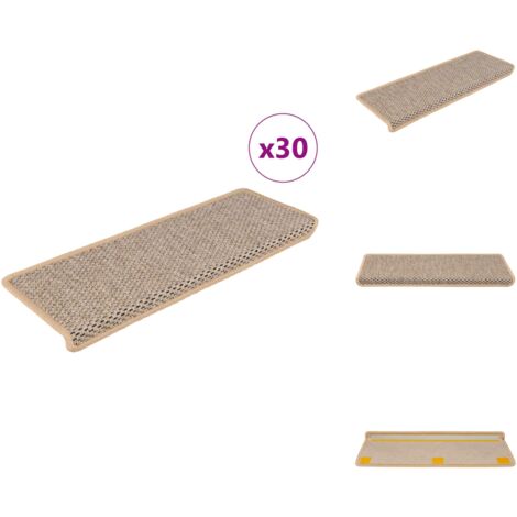 Tapis d'escalier autocollants 30 pcs 65x21x4 cm beige clair - Tapis D'escalier - Marche D'escalier - Bande De Roulement - Tapis De Marche D'escalier