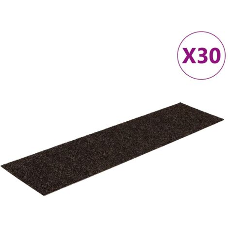 Tapis d'escalier autocollants 30 pièces 76 x 20 cm Marron foncé Rectangulaire