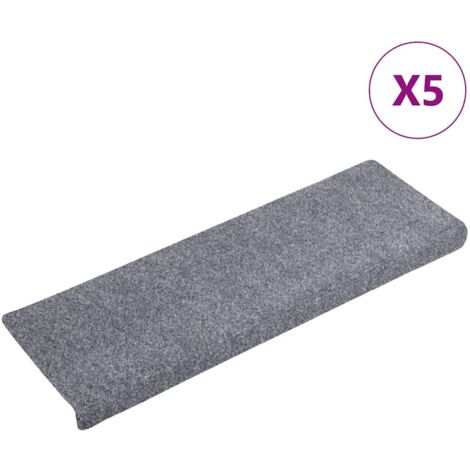 Tapis d'escalier autocollants , 5 pièces, 65 x 21 x 4 cm, gris clair, bord rectangulaire