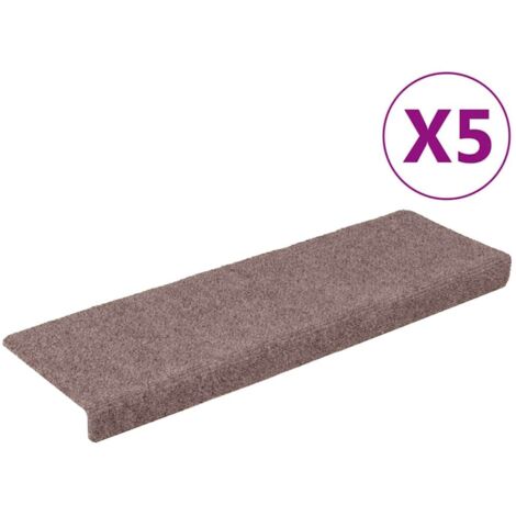 Tapis d'escalier autocollants 5 pièces 65 x 21 x 4 cm marron clair Bord rectangulaire