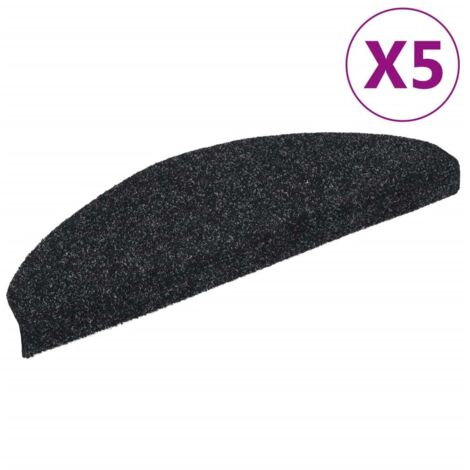 Tapis d'escalier autocollants 5 pièces 65 x 21 x 4 cm Noir Demi-rond Grand