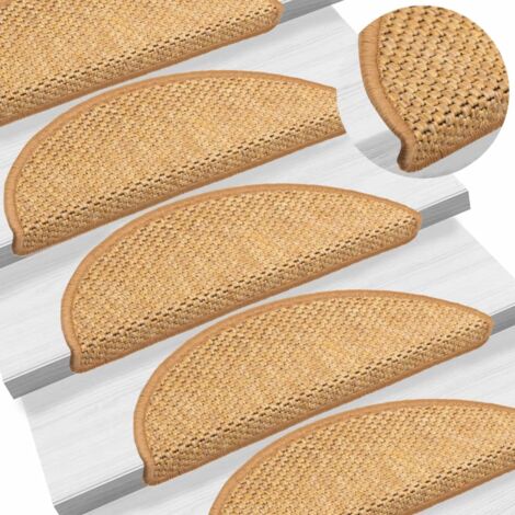 Tapis d'escalier autocollants aspect sisal 15 pcs，Marchettes d'escalier，Protections d'escalier 56x17x3 cm CFW62745