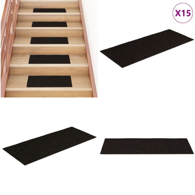 Vidaxl - Tapis d'escalier autocollants Rectangulaire 15 pcs 60x25 cm - Tapiss Escalier - Tapis Marche - Carpettes D'escalier - Protection Escalier