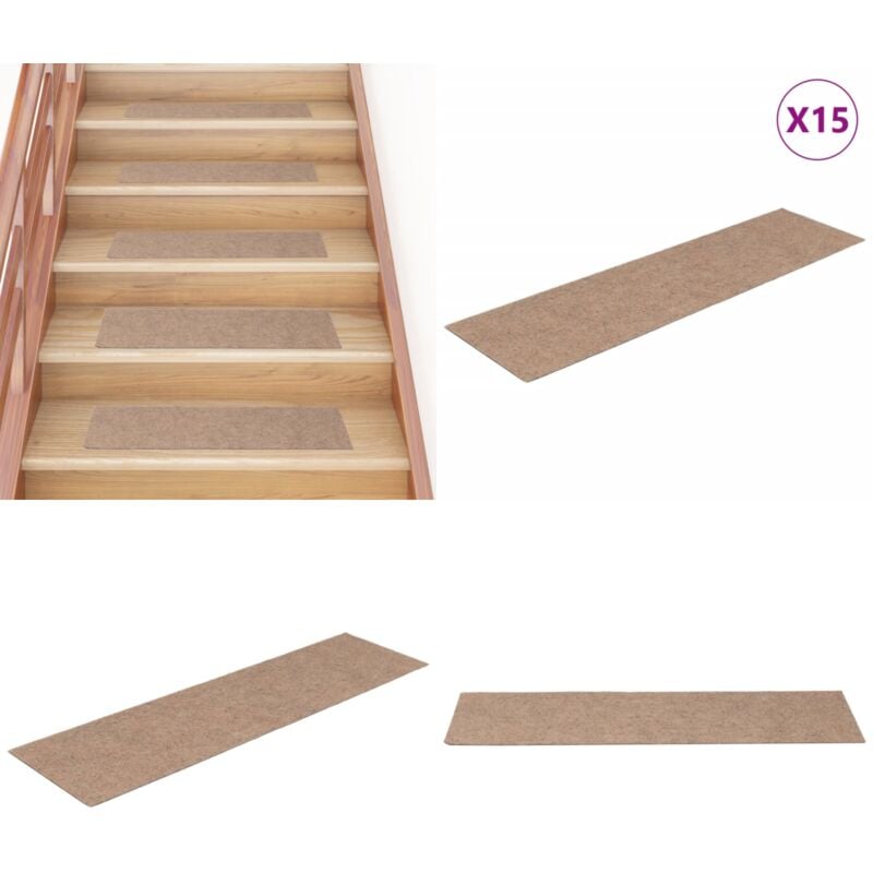Vidaxl - Tapis d'escalier autocollants Rectangulaire 15 pcs 76x20 cm - Tapies D'escaliers - Tapis Escalier - Protection Escalier - Antidérapant