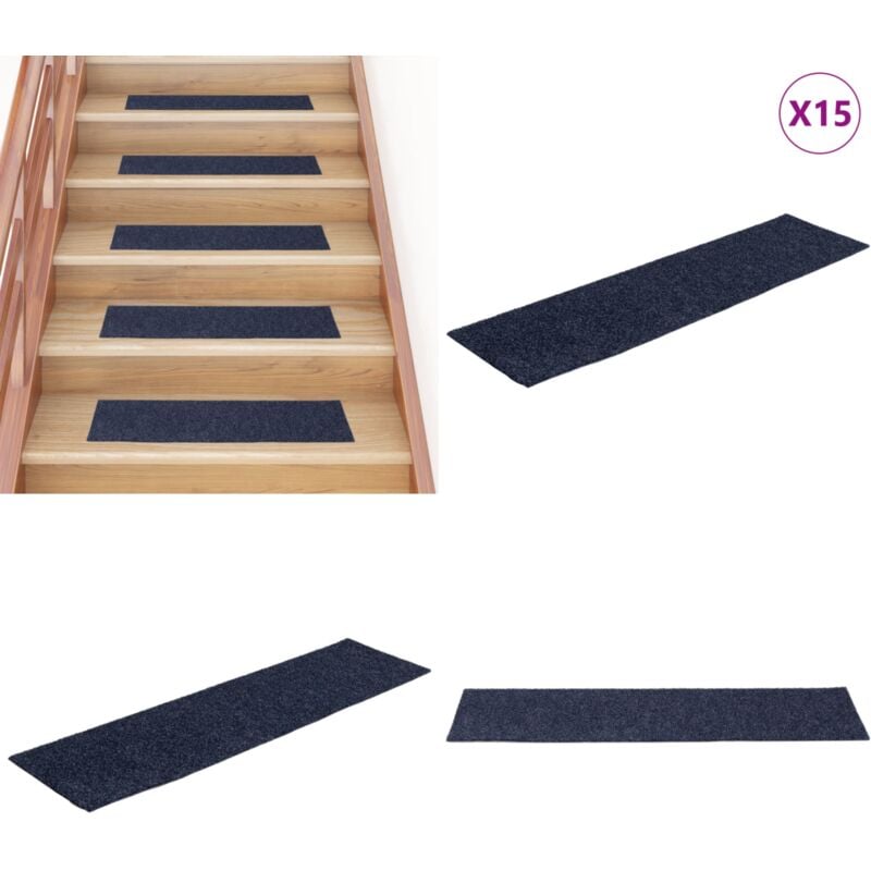 Vidaxl - Tapis d'escalier autocollants Rectangulaire 15 pcs 76x20 cm - Tapis D'escalier - Tapis Autocollant - Tapis Marche - Protection Escalier