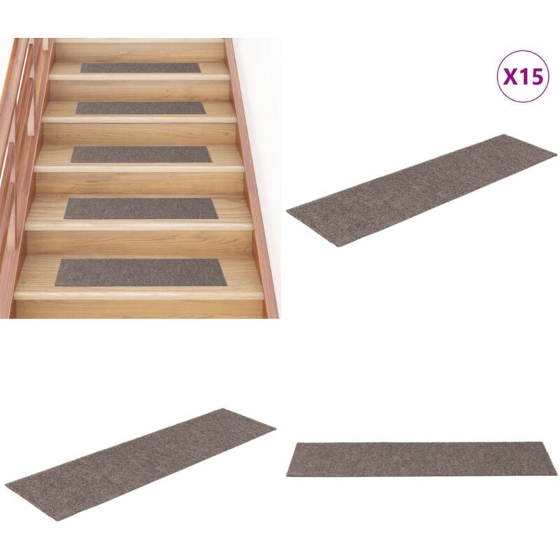 Vidaxl - Tapis d'escalier autocollants Rectangulaire 15pcs 76x20cm Crème - Tapis D'escalier - Tapis Autocollant - Tapis Marche - Protection Escalier