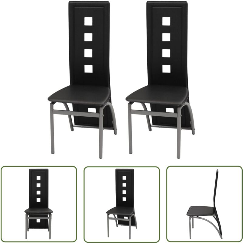 Nova - The Living Store Chaises à manger lot de 2 noir similicuir - Chaise De Salle à Manger - Chaise Moderne - Chaise Confortable - Chaise Noire Nova - The Living Store Chaises à manger lot de 2 noir similicuir - Chaise De Salle à Manger - Chaise Moderne - Chaise Confortable - Chaise Noire