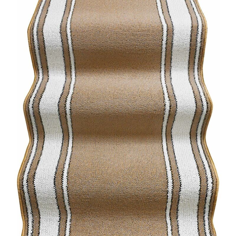 Tapis d'escalier Coureur d'entrée Revêtement de Marche Antidérapant Style Classique Beige - 67x800 cm