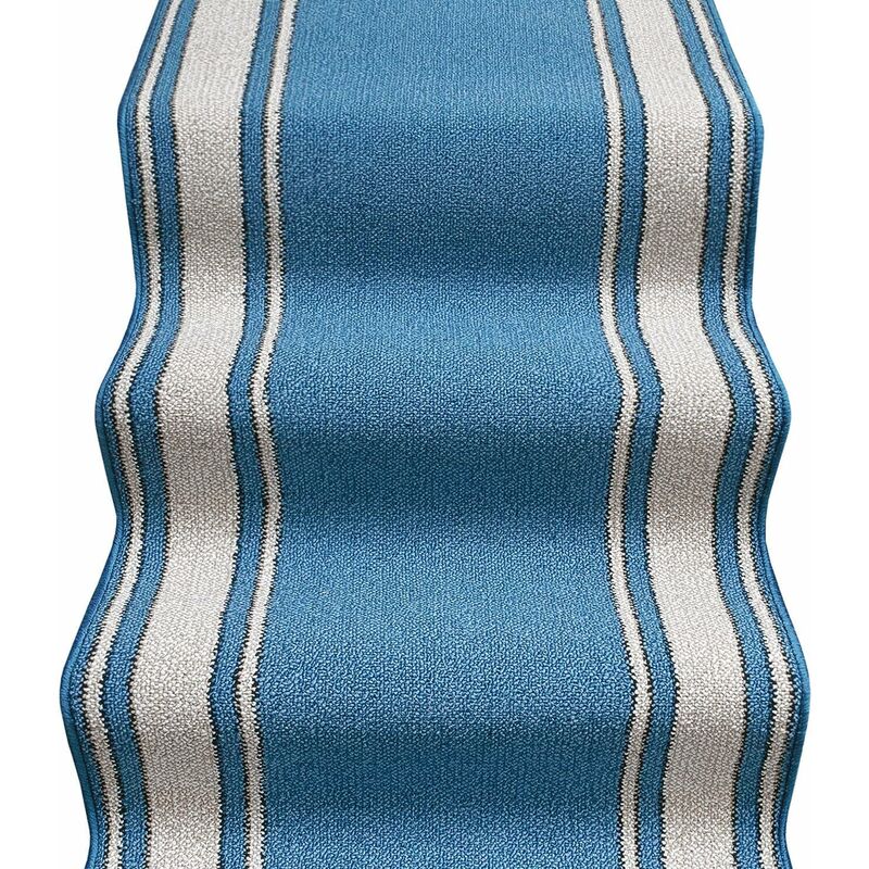 Tapis d'escalier Coureur d'entrée Revêtement de Marche Antidérapant Style Classique Bleu - 67x260 cm