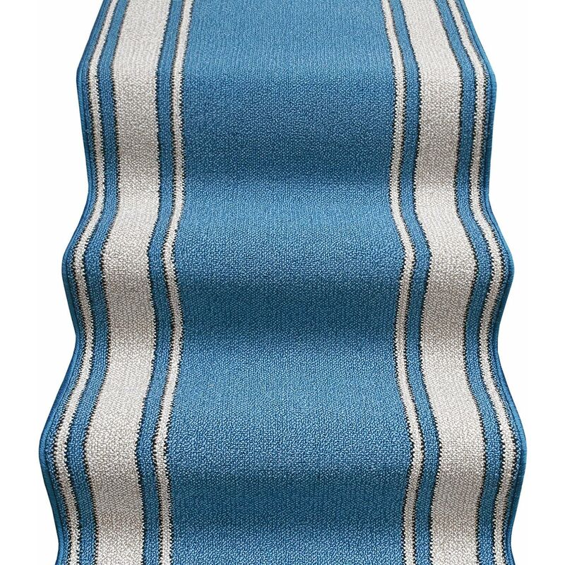 Tapis d'escalier Coureur d'entrée Revêtement de Marche Antidérapant Style Classique Bleu - 67x280 cm