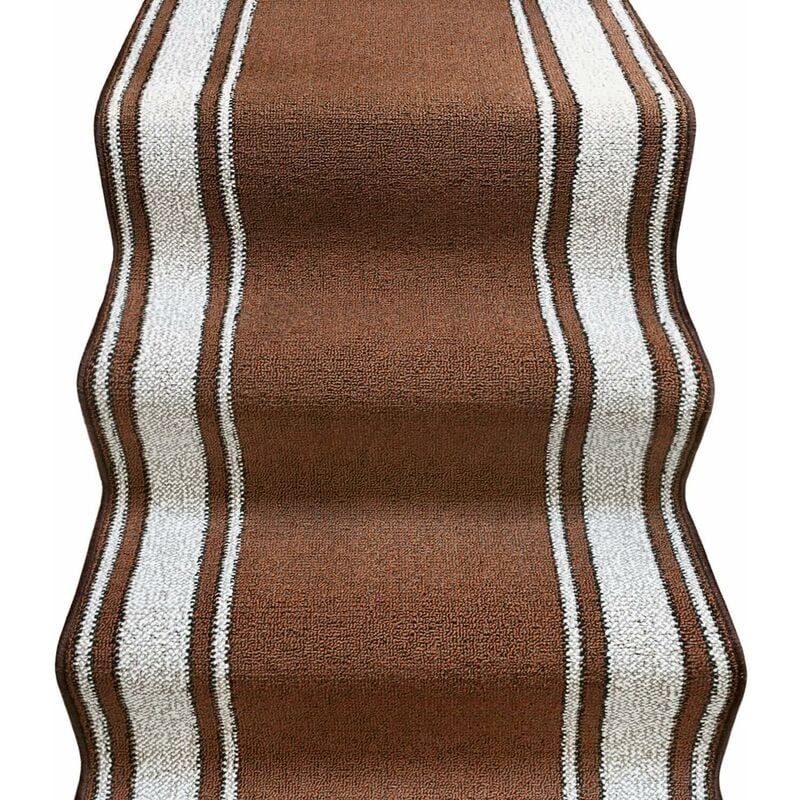 Tapis d'escalier Coureur d'entrée Revêtement de Marche Antidérapant Style Classique Marron - 67x200 cm