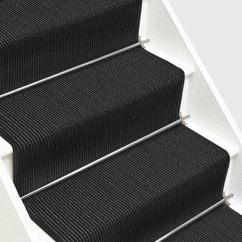 Karat - Tapis d'escalier en Sisal Sylt Noir 80 x 500 cm