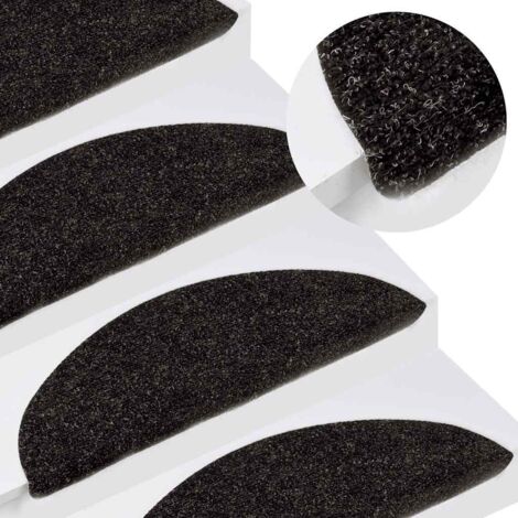 Tapis d'escalier-Moquette d'escalier-Tapis de marches autocollants 15 pcs 56x17x3 cm Anthracite 470267