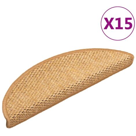 Tapis d'escalier-Moquette d'escalier-Tapis de marches autocollants aspect sisal 15 pcs 56x17x3 cm 661272