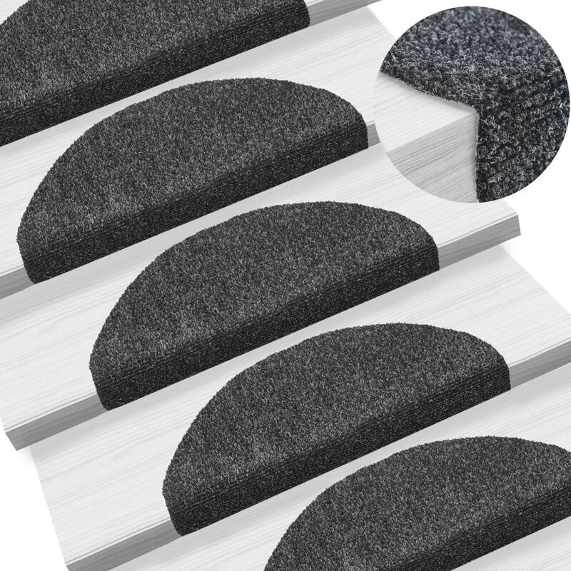 tapis d'escalier poin?on aiguillete 15pcs 65x21x4 cm gris fonce
