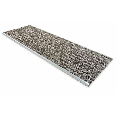 Tapis d'escalier sécurisé Avec rail en aluminium Marron 24 x 60 cm