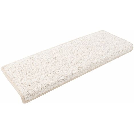 Tapis d'escalier Shaggy Barcelona Crème Rectangulaire 23,5 x 65 cm