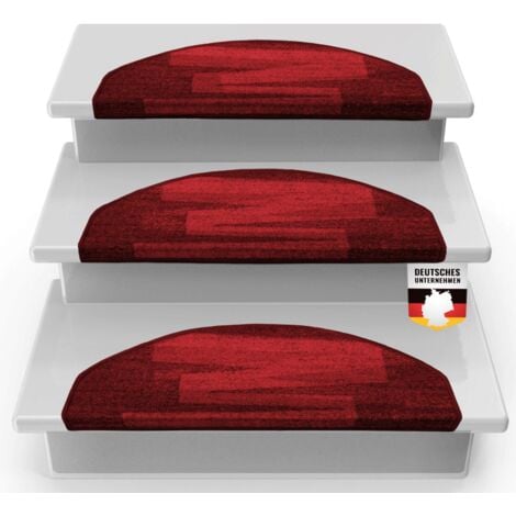 Tapis d'escalier Via Veneto Rouge Demi-circulaire, 23.5 x 65 cm