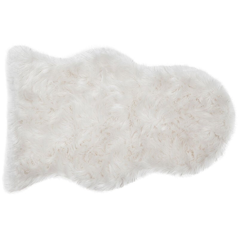 Miliboo - Tapis descente de lit imitation fourrure blanche 60 x 90 cm megeve