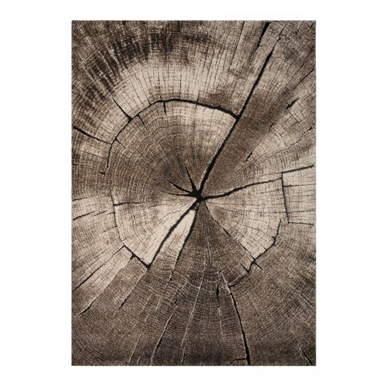 Tapis salon et chambre 160x230 taupe rectangle tissé motif floral rampi