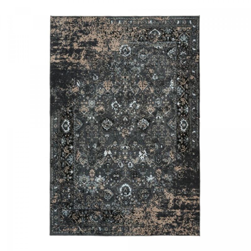 Jadorel - Tapis salon et chambre en pet 80x150 gris foncé et gris clair tissé