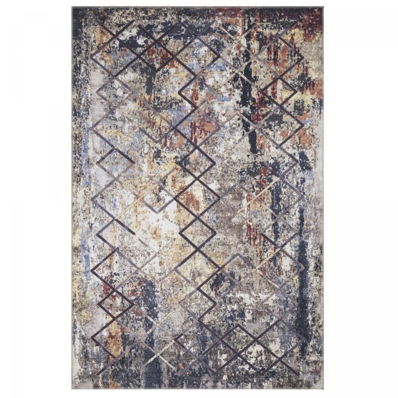 Jadorel - Tapis salon et chambre 75x150 beige et orange rectangle tissé motif scandinave jointa